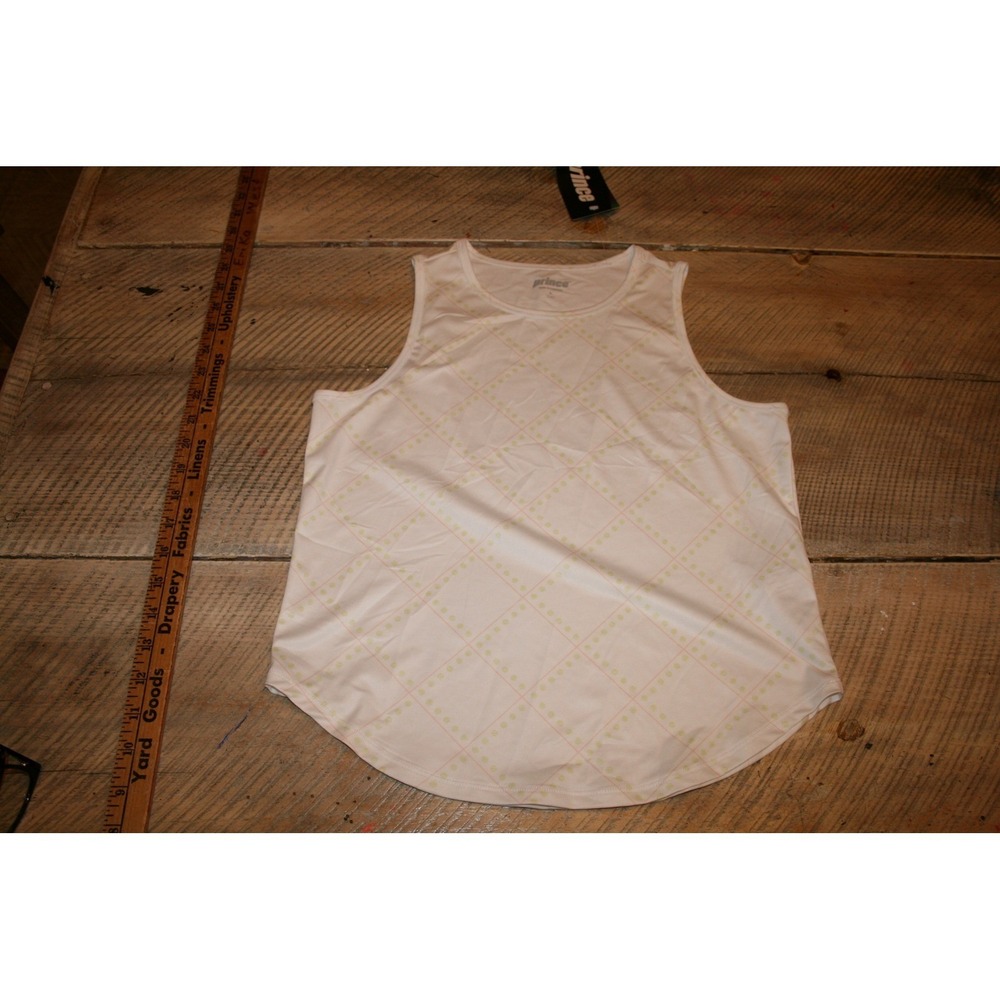 Prince Tank Top Girls Size‎ 14 White New Wicking UPF 50 Tennis Court Print